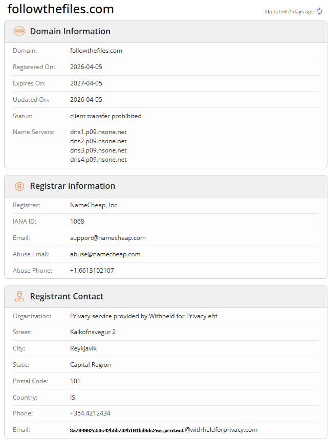 Follow The Files domain registration
