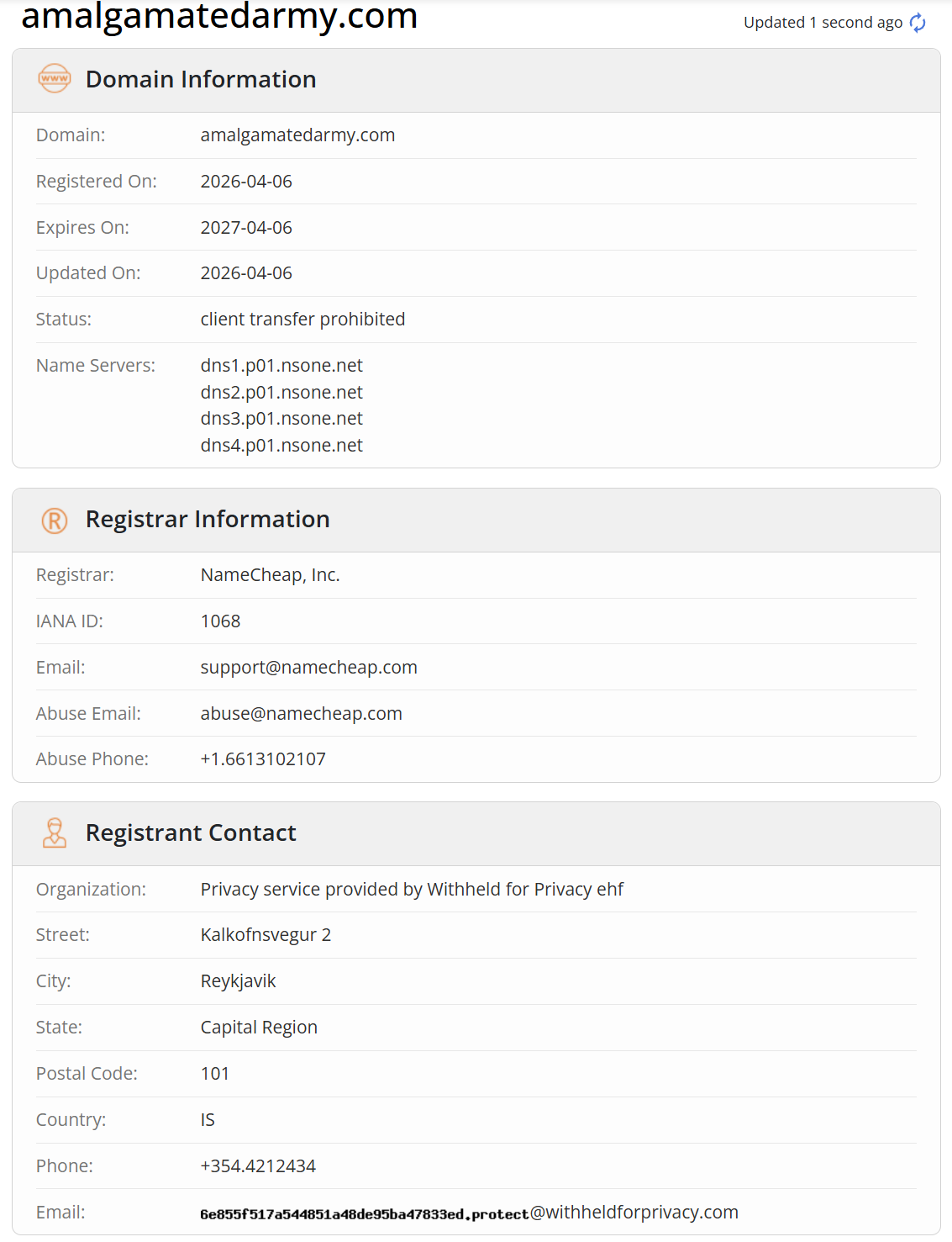 Amalgamated Army domain registration