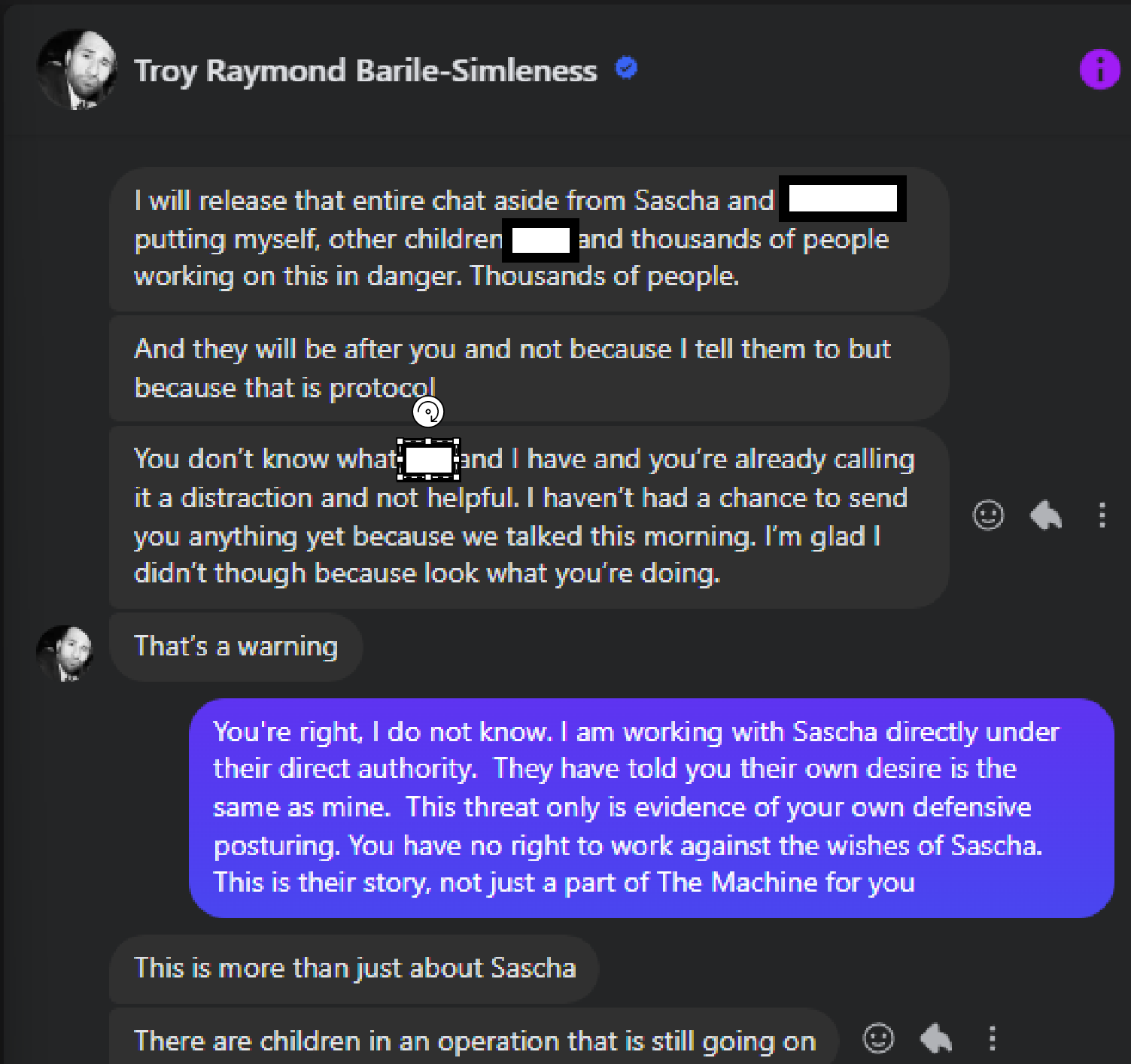 Troy threatens to release chats — 'that is protocol'